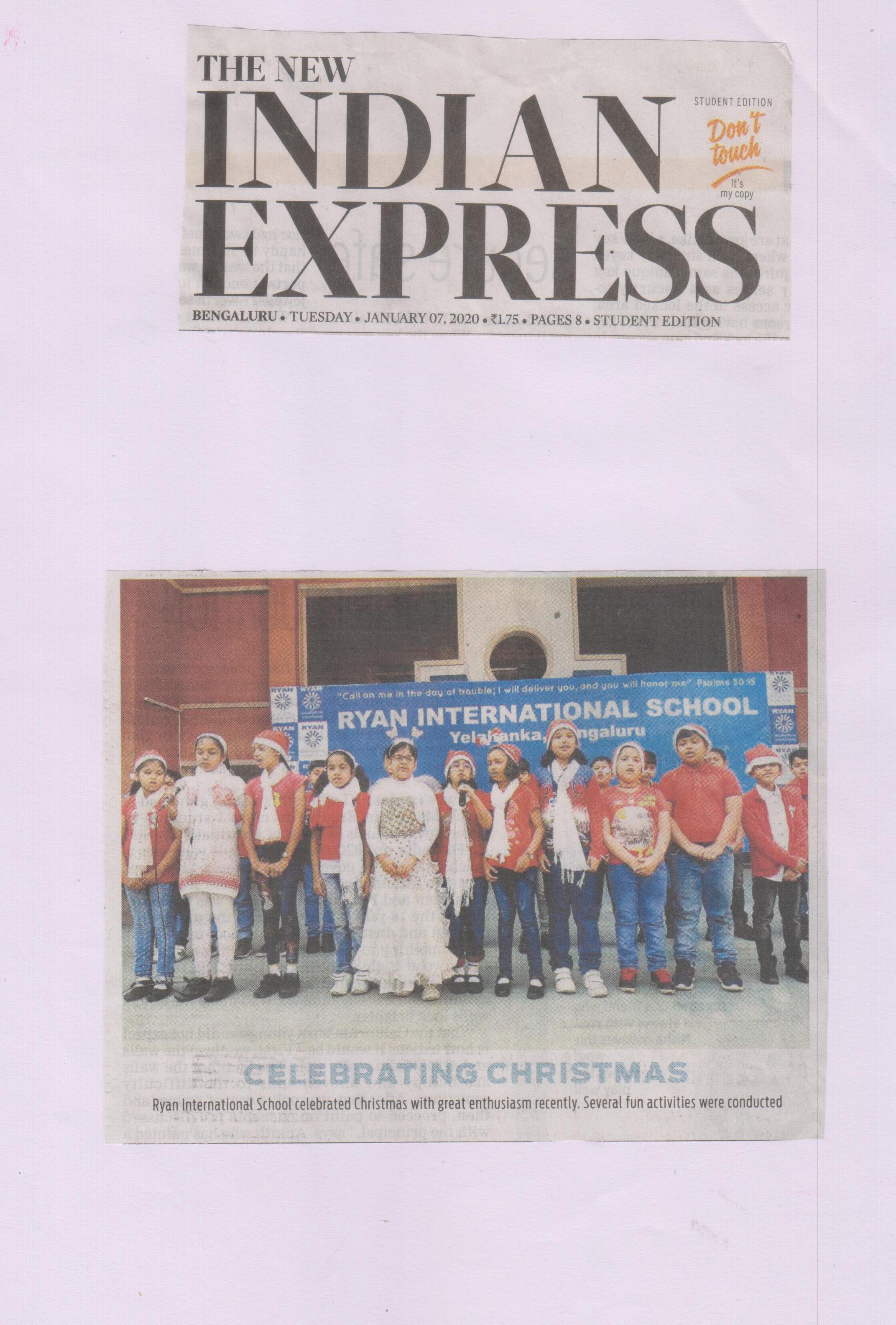 Celebrating Christmas’ - The New Indian Express - Ryan International School, Yelahanka - Ryan Group